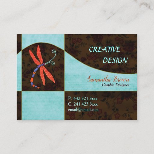 Customizable Red Winged Dragonfly: Designer Business Cards