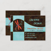 Red Winged Dragonfly Contemporary Business Cards (Front/Back)