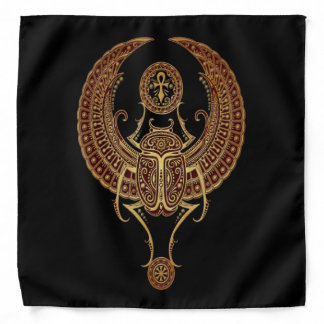 Red Winged Egyptian Scarab Beetle with Ankh Black Bandana