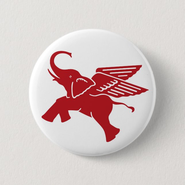 Red winged elephant button (Front)