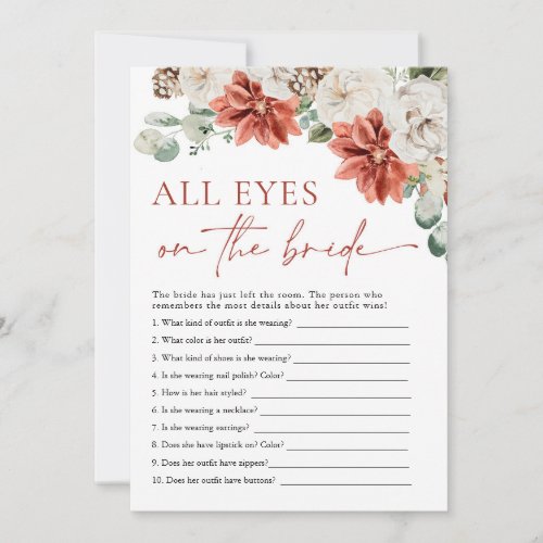 Red Winter All Eyes on the Bride Bridal Game Invitation