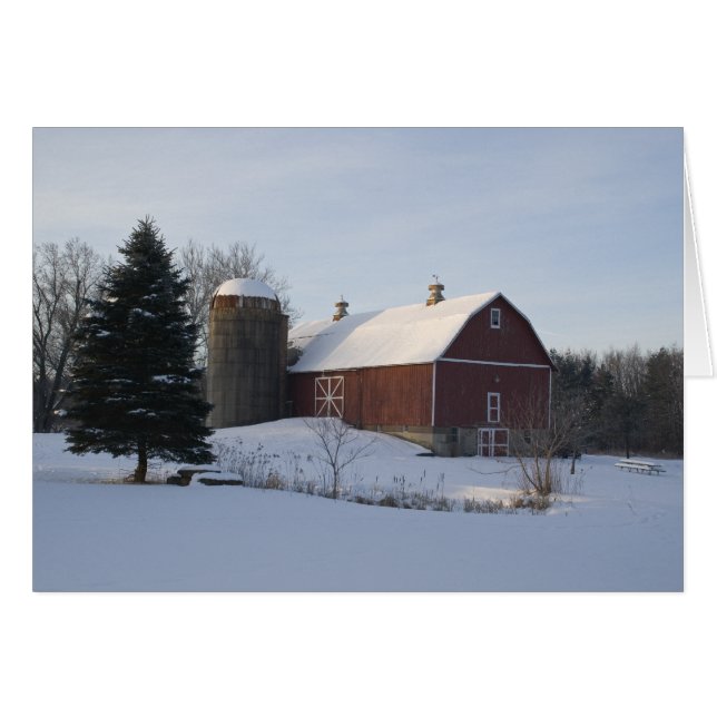 Red Winter Barn Cards (Front Horizontal)