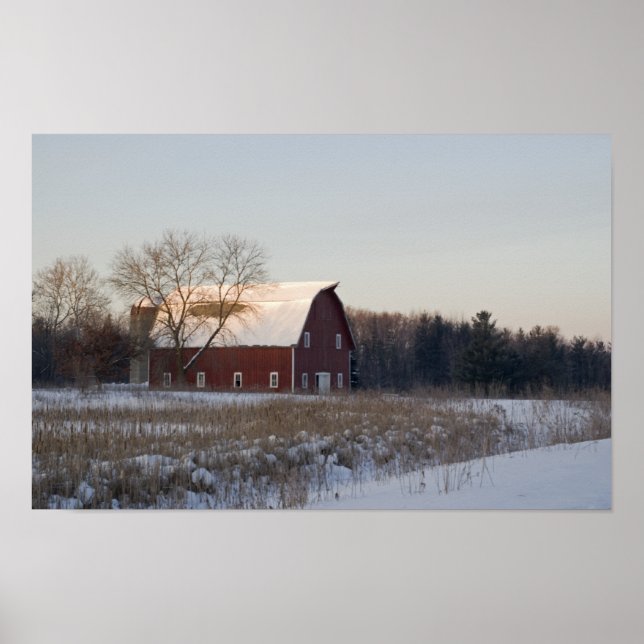 Red Winter Barn Poster (Front)