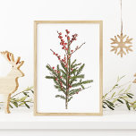 Red Winter Berries and Pine Poster<br><div class="desc">Red Winter Berries and Pine Poster</div>