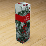 Red Winter Berries Christmas Holiday Wine Gift Box<br><div class="desc">Red Winter Berries,  Christmas Holiday Wine Gift Box. Digital Art. Festive red berries frozen in winter scene. Design will work for whatever seasonal holiday that you celebrate.  Fully customizable; make it your own. Edit the wording to your liking.</div>