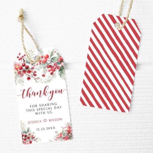 Red winter berries Christmas thank you wedding Gift Tags