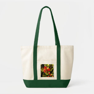 Red winter berries tote bag