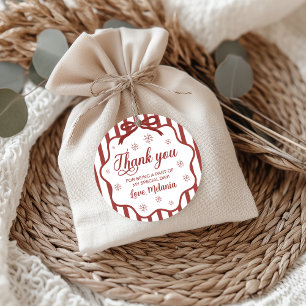 Red Winter Birthday Favor Gift Tag