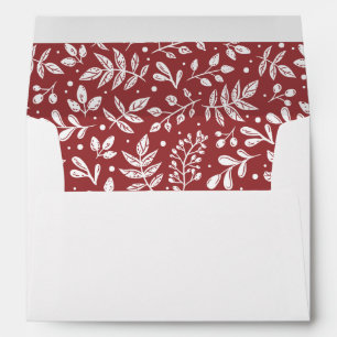 Red Winter Botanical with Merry Christmas Address Envelope