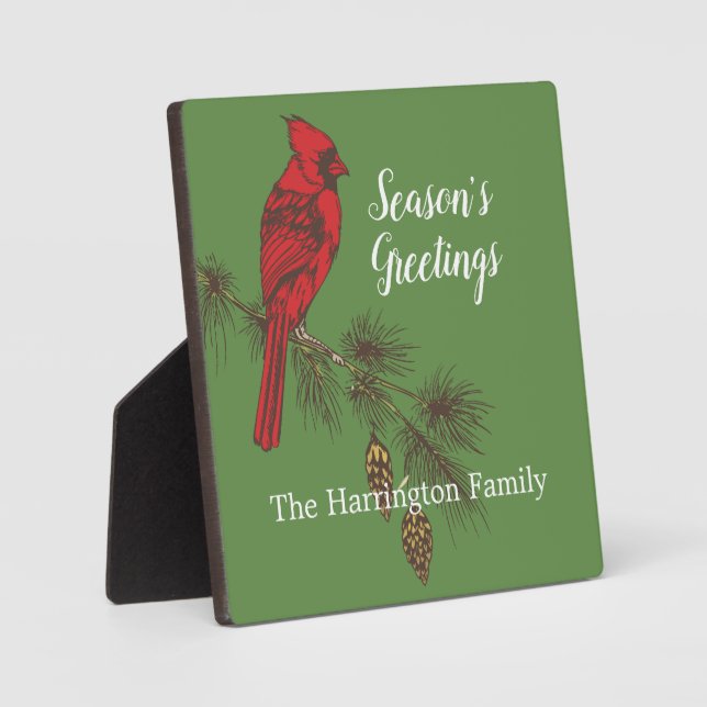 Red Winter Cardinal Personalized Tabletop Plaque (Front)