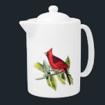 Red Winter Cardinal Teapot<br><div class="desc">Gorgeous red male cardinal winter teapot.</div>