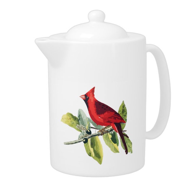 Red Winter Cardinal Teapot (Right)