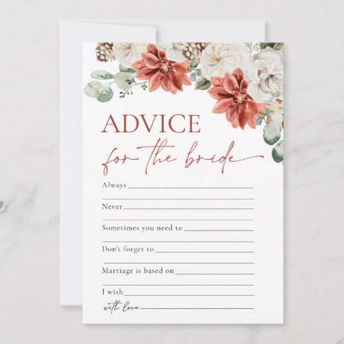 Red Winter Christmas Advice for the Bride Game Invitation