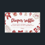 Red Winter Christmas Baby Shower Diaper Raffle Enclosure Card<br><div class="desc">Rustic Red Winter Christmas Baby Shower Diaper Raffle</div>