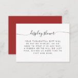 Red Winter Christmas Elegant Calligraphy  Enclosure Card<br><div class="desc">Minimalist red winter bridal shower display shower enclosure card with elegant handwriting calligraphy.</div>