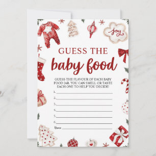 Red Winter Christmas Guess the Baby Food Game Invitation