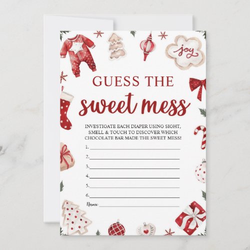 Red Winter Christmas Guess the Sweet Mess Game Invitation