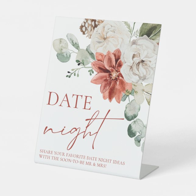 Red Winter Christmas Holiday Date Night Ideas Sign (Front)