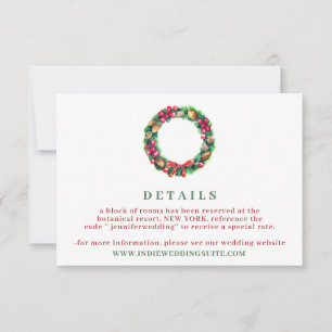 Red Winter Christmas ornament wedding Details Invitation