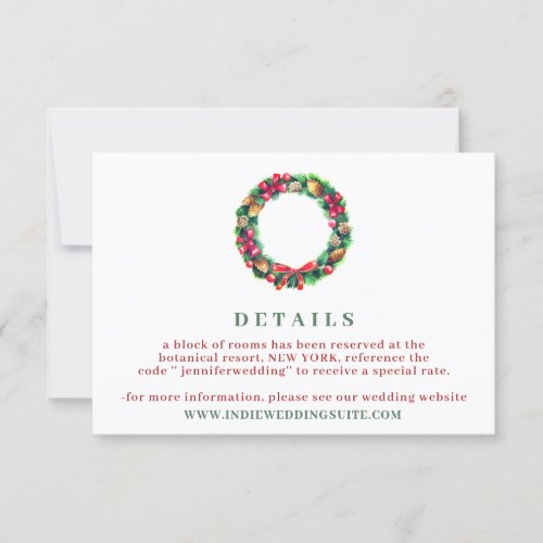 Red Winter Christmas ornament wedding Details Invitation