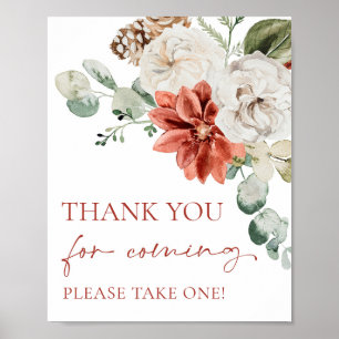 Red Winter Christmas Thank You For Coming Sign