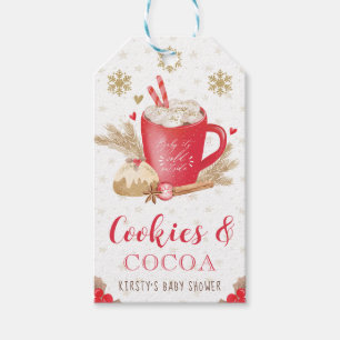 Red Winter Cookies and Cocoa Baby Shower Gift Tags