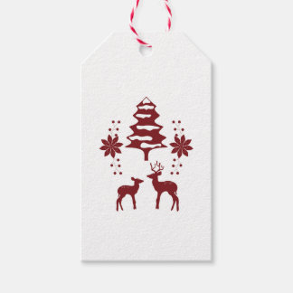 Red Winter Forest & Deer Holiday Gift Tags