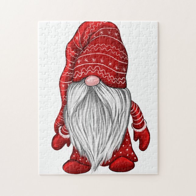 Red Winter Gnome Jigsaw Puzzle (Vertical)