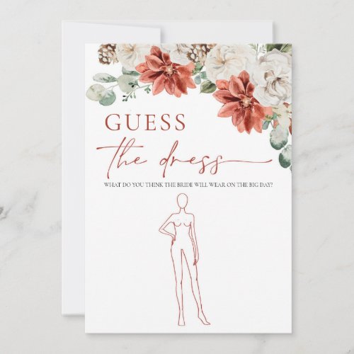 Red Winter Guess The Dress Bridal Shower Game Invitation