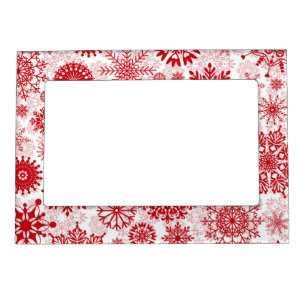 RED WINTER HOLIDAY CHRISTMAS SNOWFLAKES MAGNETIC FRAME