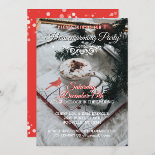 Red Winter Holiday Elegant Housewarming Party Invitation