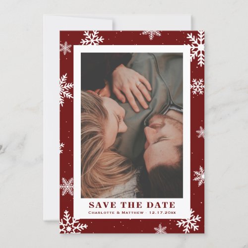 Red Winter Holiday Save The Date Photo Cards