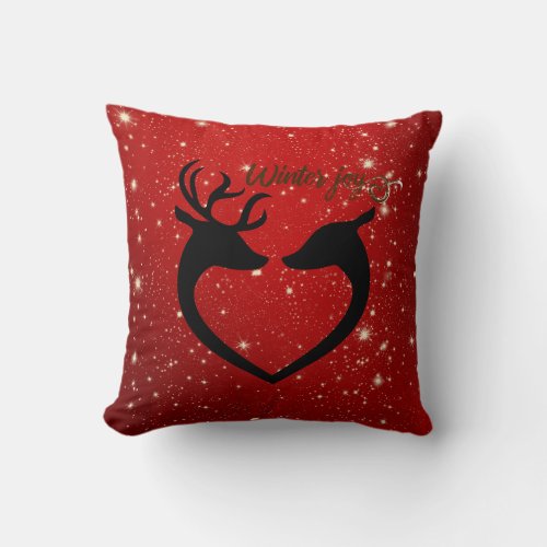 Red Winter Joy Personalized Decorative Pillow