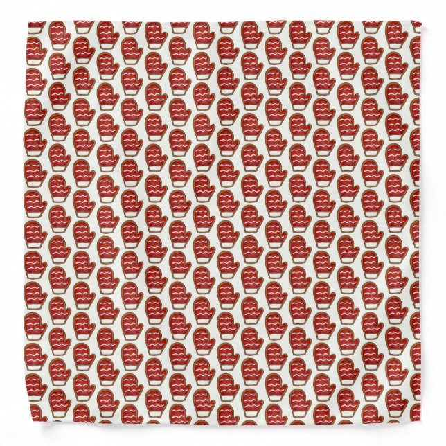 Red Winter Mitten Print Christmas Cookie Holiday Bandana (Front)