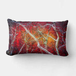 Red winter night lumbar pillow
