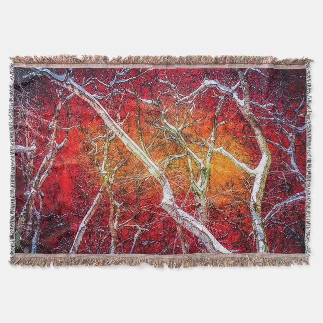 Red winter night throw blanket (Front)