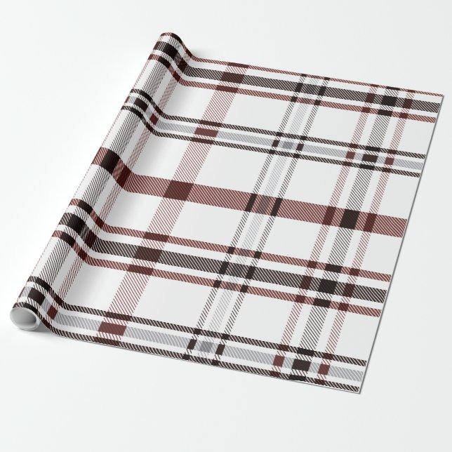Red Winter Plaid Wrapping Paper (Unrolled)