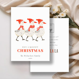 Red Winter Quacking Christmas Ducks Business Logo Holiday Card