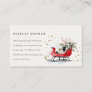 Red Winter Sleigh Display Shower Baby Baby Shower Enclosure Card