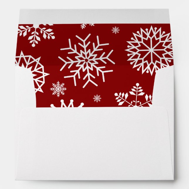 Red Winter Snowflake Christmas Holidays Envelope (Back (Bottom))