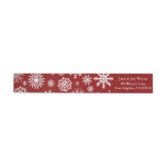 Red Winter Snowflake Christmas Return Address Wrap Around Label at Zazzle