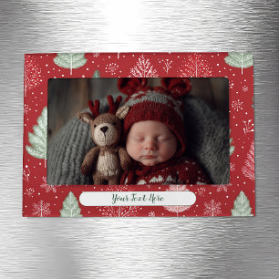 Red Winter Trees and Snowflakes Magnetic Frame
