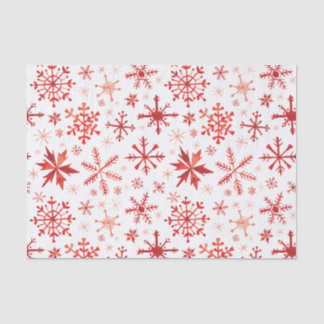 Red Winter Watercolor Snowflakes Tissue Paper