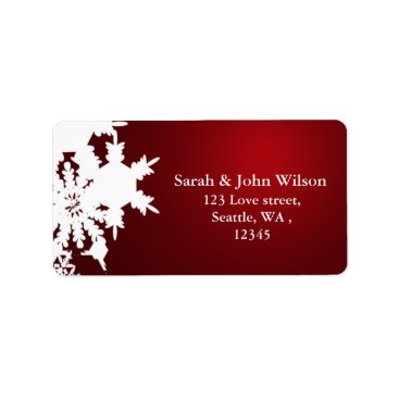 red winter wedding snowflake return address label