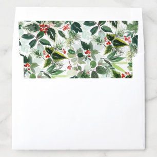 Red Winterberry and Variegated Foliage Christmas Envelope Liner
