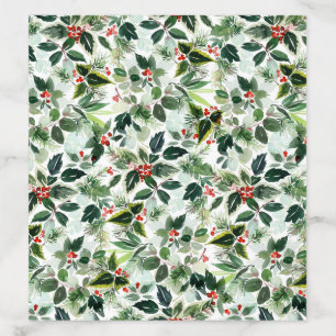 Red Winterberry and Variegated Leaves Christmas Envelope Liner