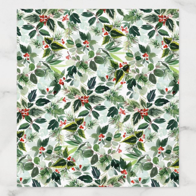 Red Winterberry and Variegated Leaves Christmas Envelope Liner (Design)