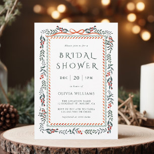 Red Winterberry Frame Bridal Shower Invitation