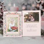 Red Winterberry Frame Christmas 2 Photo Blush Pink Holiday Card<br><div class="desc">This elegant photo holiday card features a watercolor red winterberry frame with a charming ribbon bow,  along with an additional photo and text on the back. Send Christmas cheer to  family and friends.</div>