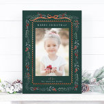 Red Winterberry Frame Green Christmas Photo Holiday Card<br><div class="desc">This elegant photo holiday card features a watercolor red winterberry frame with a charming ribbon bow and clean typography. Send Christmas cheer to  family and friends.</div>